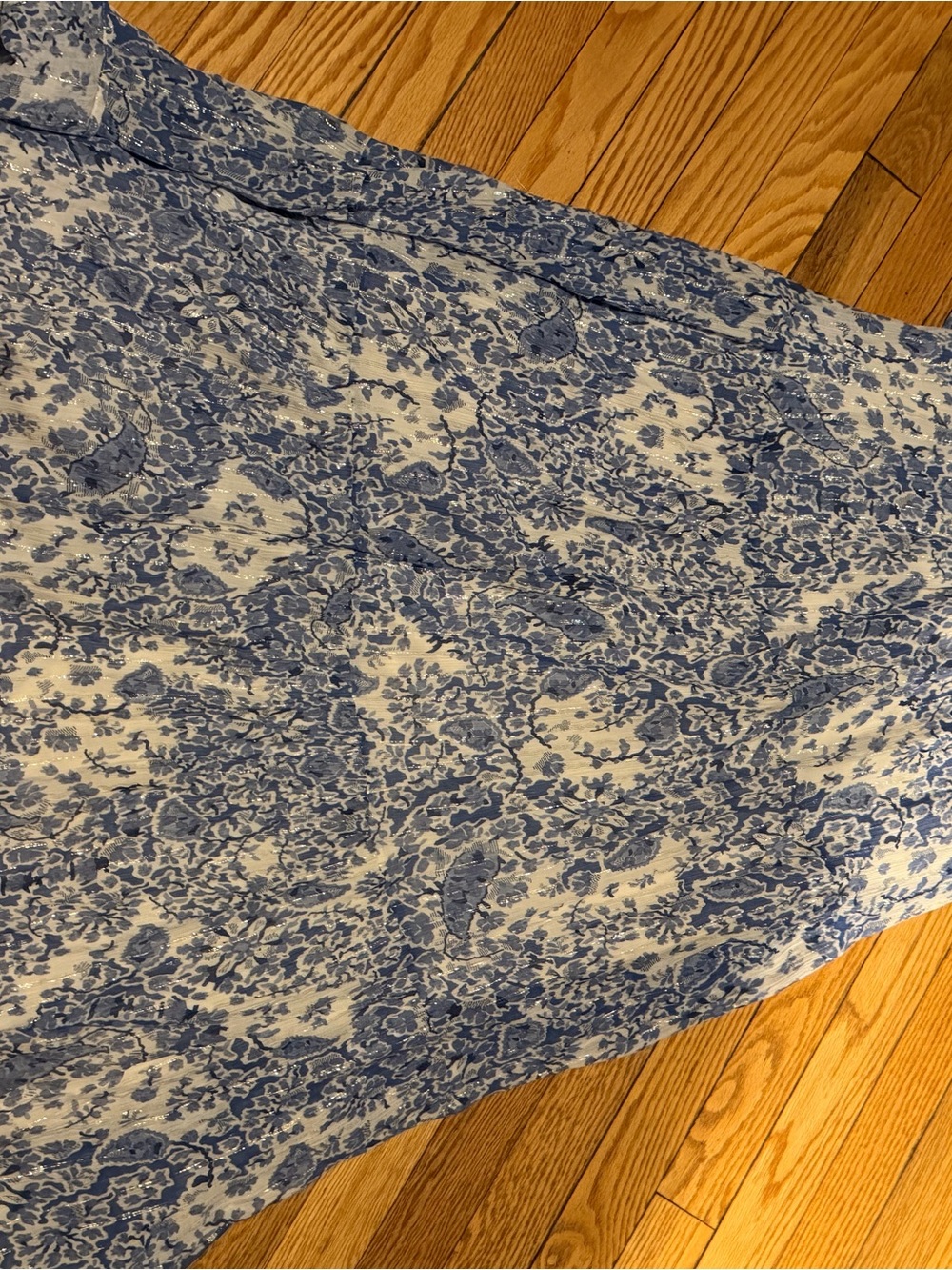 Sezane Light Blue Floral Off-the-Shoulder Midi Dress - Picture 6 of 13